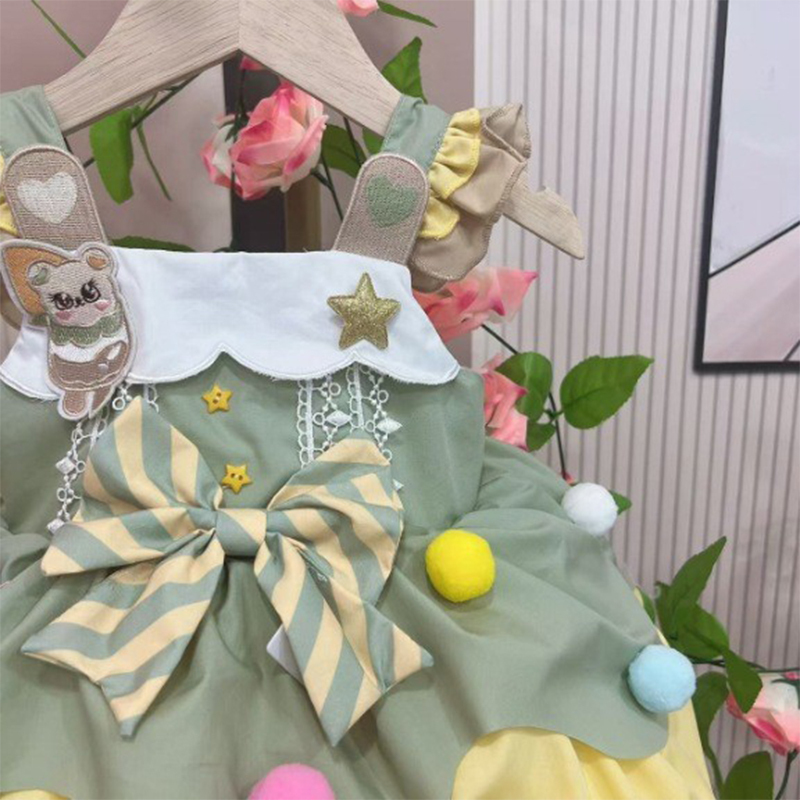 Polyeste Bow Cap Sleeve Short Dresses - image 4