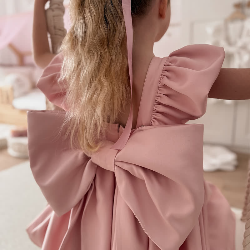 Satin Bow Sleeveless Mid-long Dresses - image 5