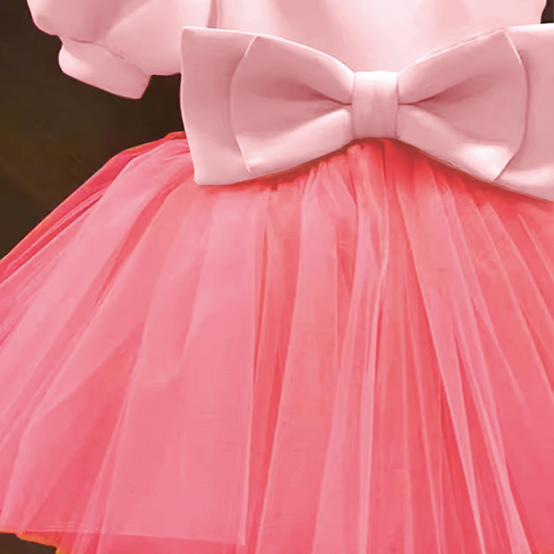 Mesh Bow Short Sleeve Regular Dresses - image 5