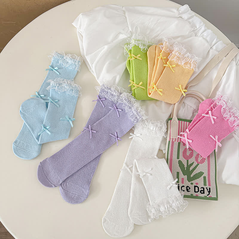 Solid Stitching Lace Socks - image 10