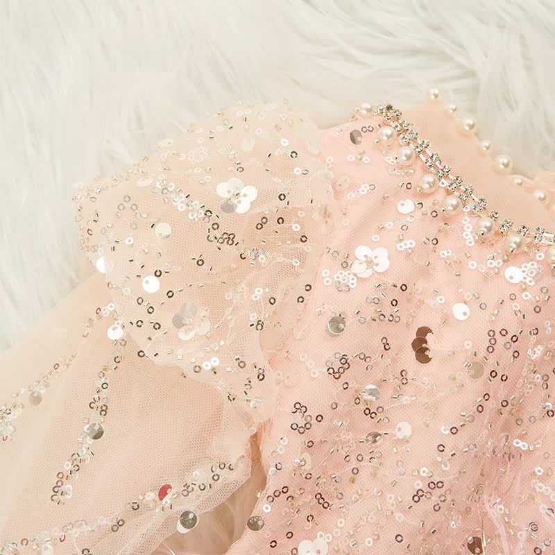 Beaded Tassel Puff Sleeve Mid-long Dresses - image 9