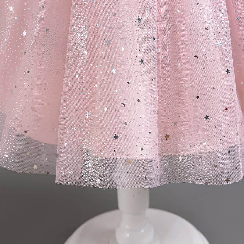 Polyester Cotton Bow Glitter Sleeveless Mid-long Dresses - image 7