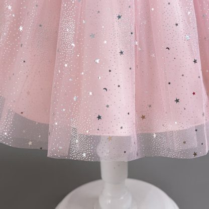 Polyester Cotton Bow Glitter Sleeveless Mid-long Dresses - image 7