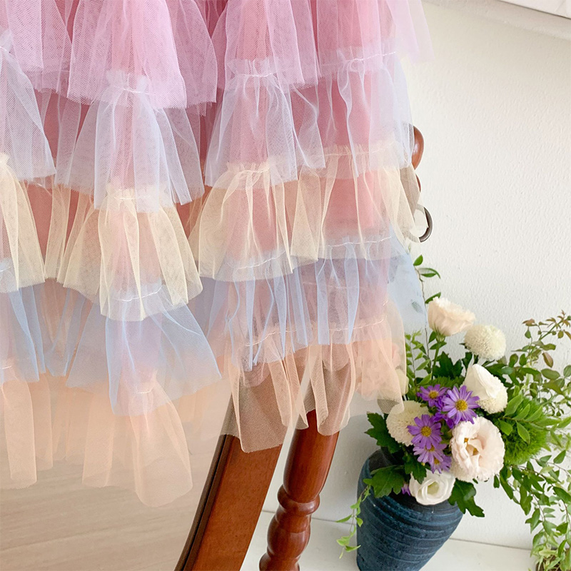 Mesh Folds Mid-long Skirts - image 11