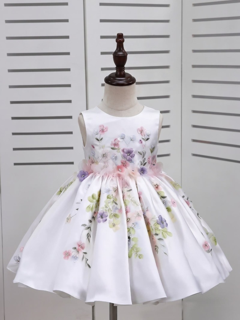 Satin Rosette Sleeveless Midi Dresses - White  - 15-16Y - image 11