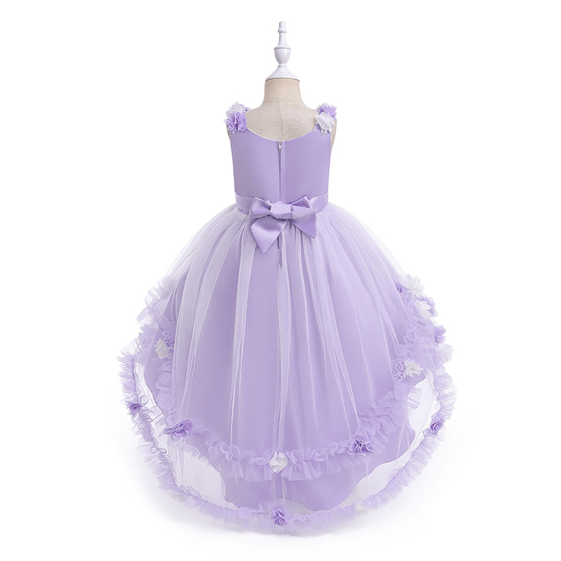 Satin & Mesh Rosette Sleeveless Mid-long Dresses - image 54