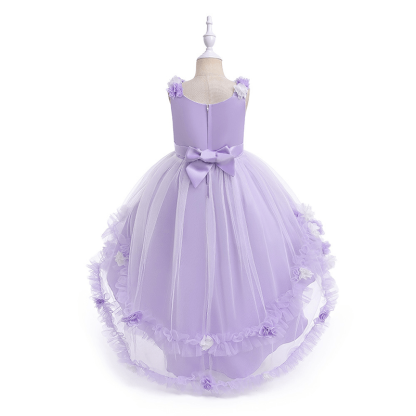 Satin & Mesh Rosette Sleeveless Mid-long Dresses - image 54