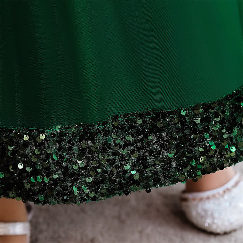 Sequins & Mesh Bow Sequins Short Sleeve Mid-long Dresses - image 56