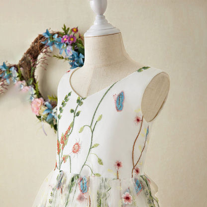 Mesh Floral-embroidered Sleeveless Long Dresses - image 11