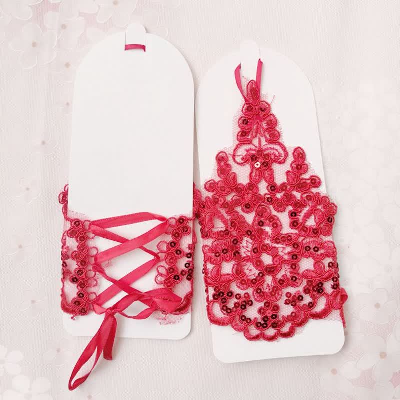 Solid Sequins Gloves - Red - One size - image 6