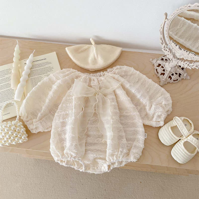 [Archive Sale] Lace Bow Long Sleeve Crop Bodysuit - image 3