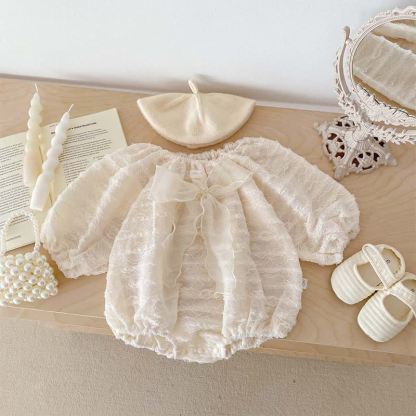 [Archive Sale] Lace Bow Long Sleeve Crop Bodysuit - image 3