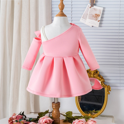 Scuba Knit Bow Long Sleeve Regular Dresses - image 3