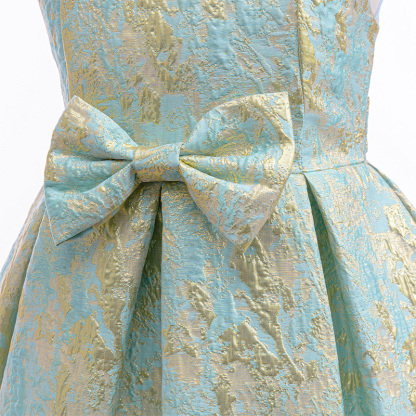 [Archive Sale] Jacquard Bow Short Sleeves Midi Dresses - image 8