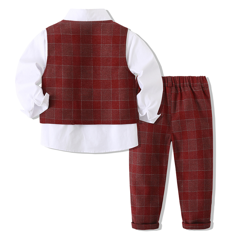 Cotton Bow Long Sleeve Regular 3-piece Formal Suit - image 33