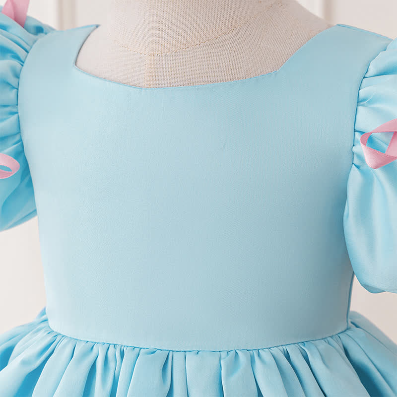 Satin Bow Short Sleeve Mid-long Dresses - image 4