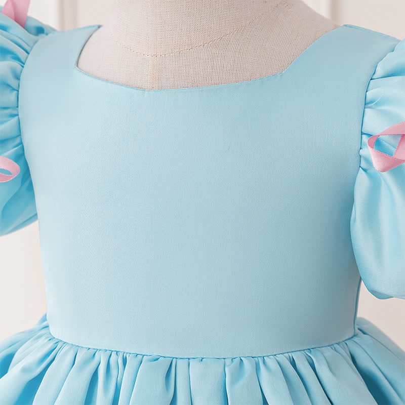 Satin Bow Short Sleeve Mid-long Dresses - image 4