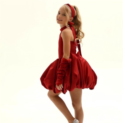Satin Gathered Sleeveless Short Dresses - image 9