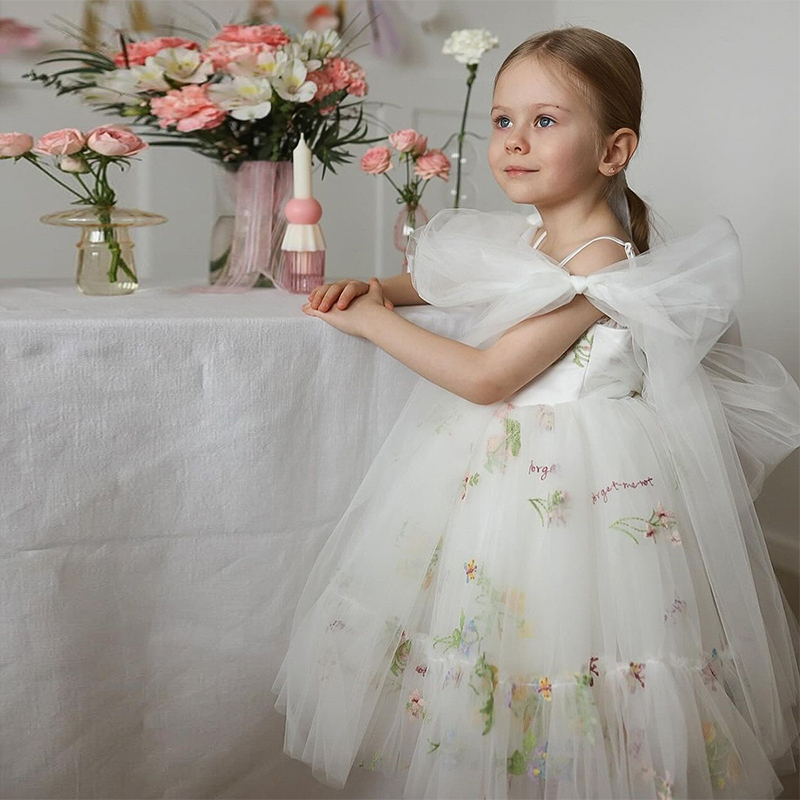 Mesh Floral-embroidered Sleeveless Mid-long Dresses - image 35