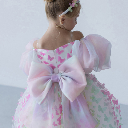 Mesh Butterfly Short Sleeve Midi Dresses - image 11