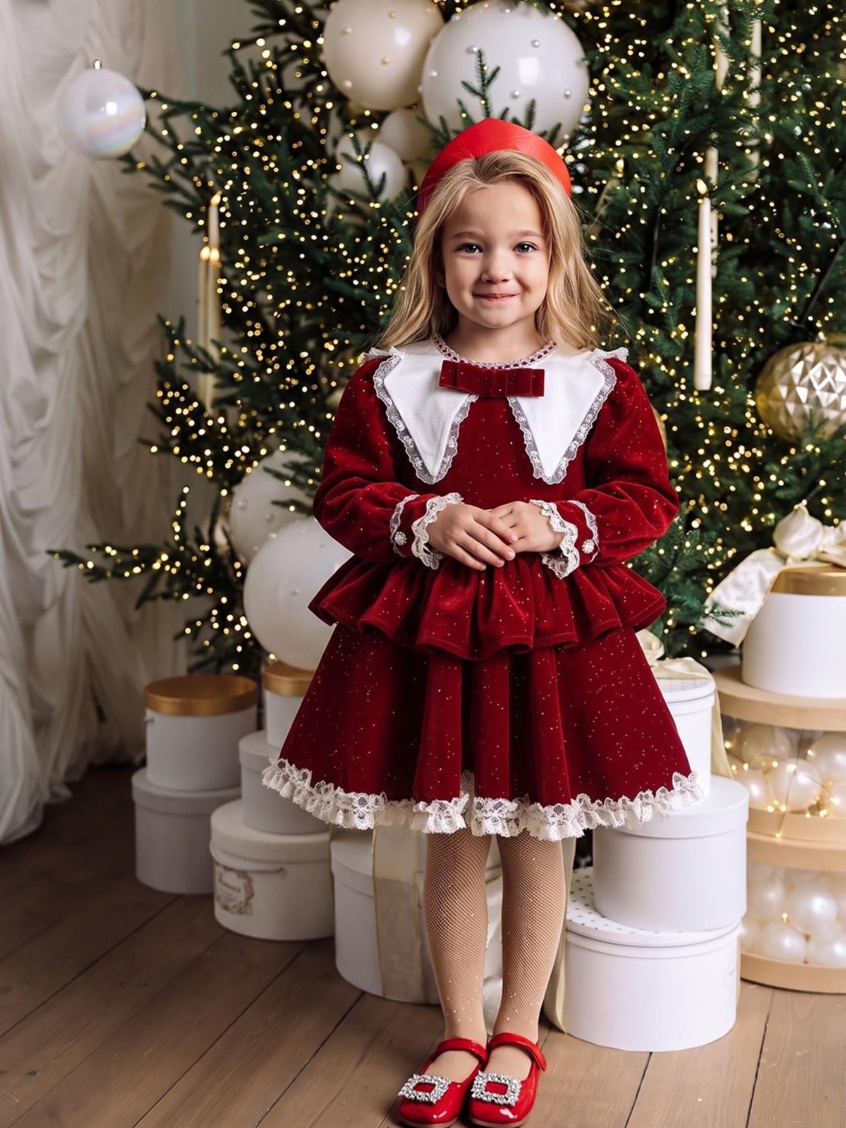 Velvet Bow Sleeveless Short Dresses - image 5