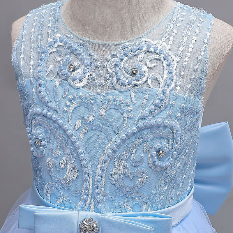 Mesh Lace Bow Sleeveless Maxi Dresses - image 15