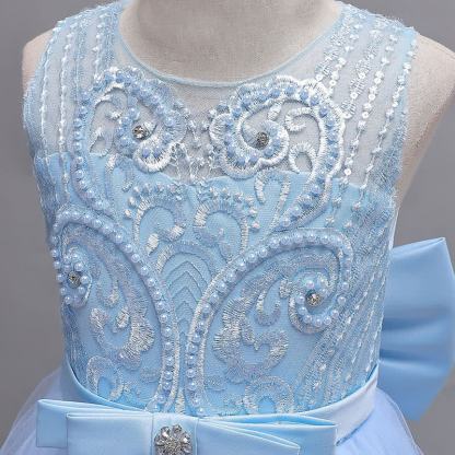 Mesh Lace Bow Sleeveless Maxi Dresses - image 15