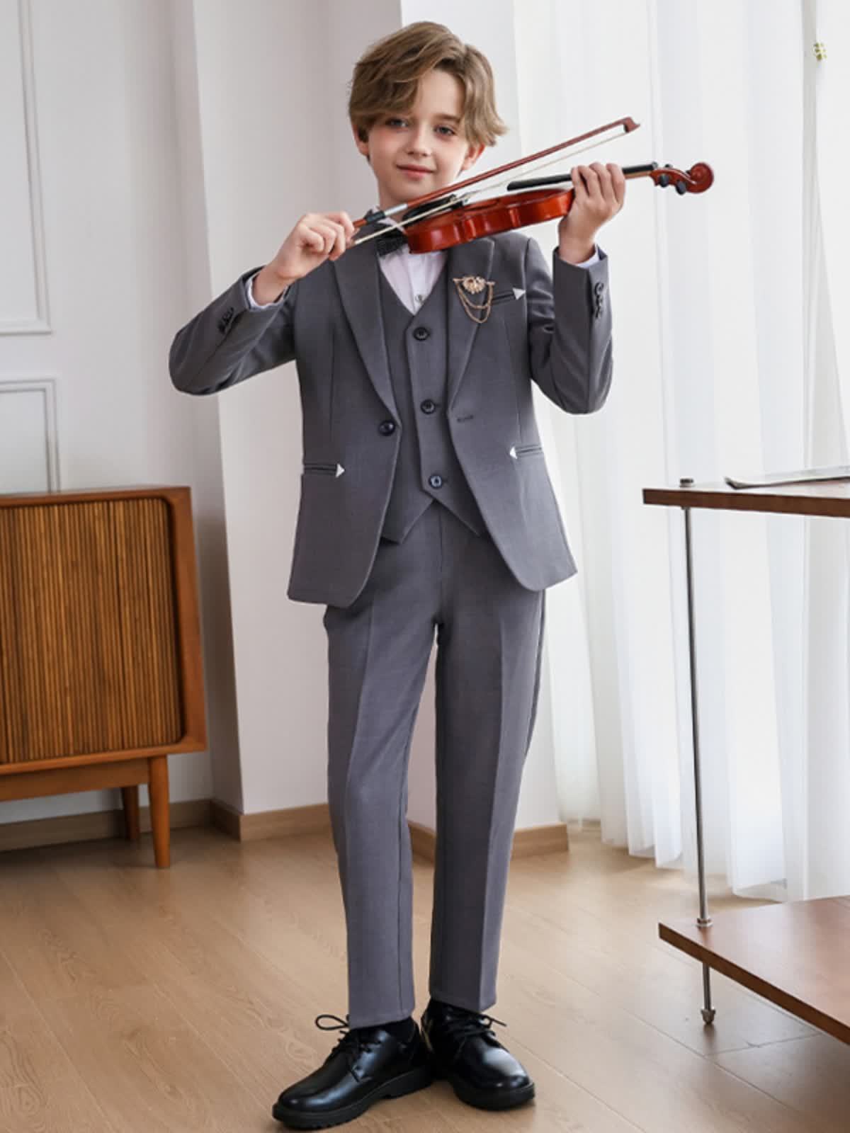 Chemical Fiber Blend Bow Long Sleeve Regular Six-piece Formal Suit - image 8