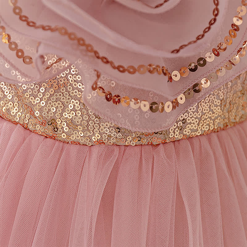 Sequins & Mesh Bow Rosette Sequins Sleeveless Maxi Dresses - image 8