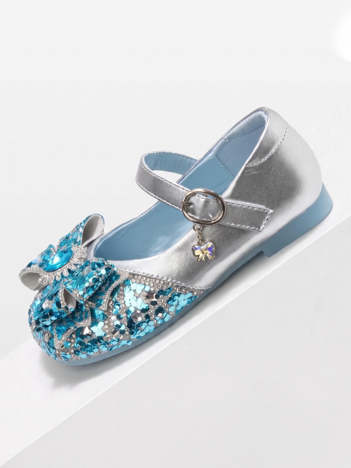 Solid Bow Rhinestones Round Toe Flats  - image 4