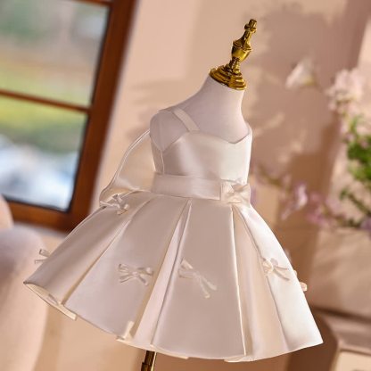 Satin Bow Sleeveless Short Dresses - image 4