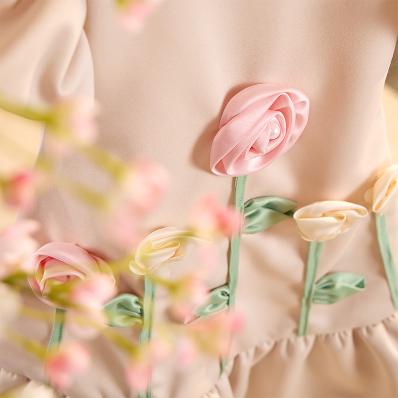 Air Layer Three-dimensional Decoration Short Sleeves Midi Dresses - image 4