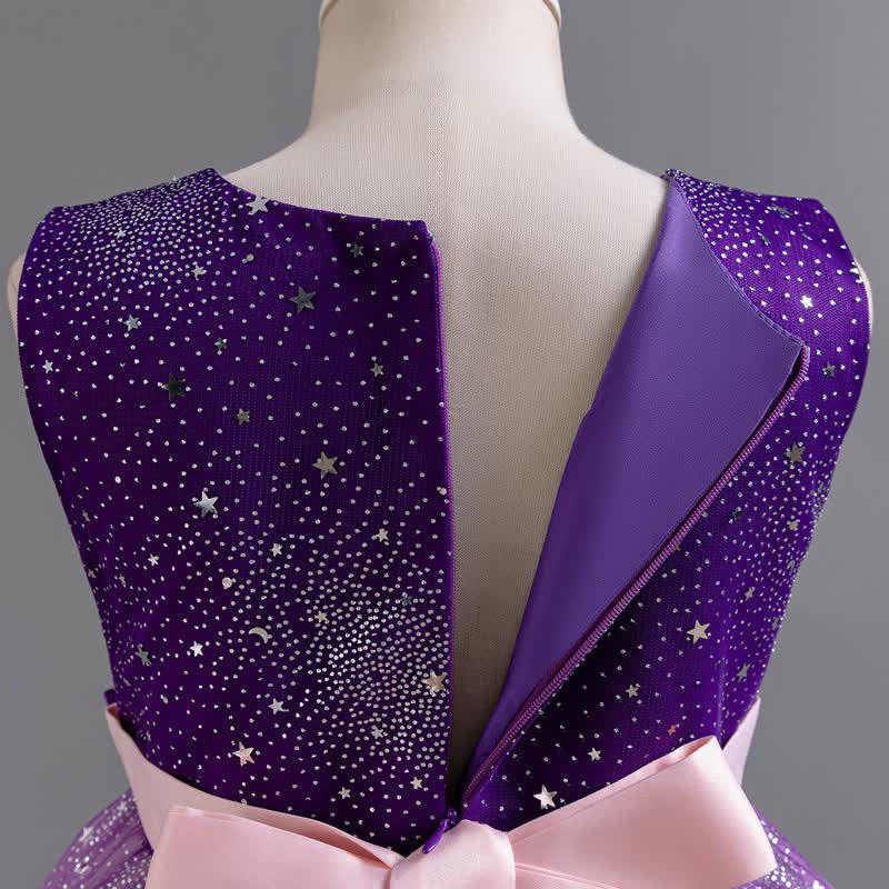 Polyester Cotton Bow Glitter Sleeveless Mid-long Dresses - image 6