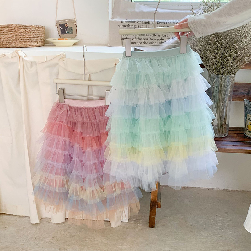 Mesh Folds Mid-long Skirts - image 4