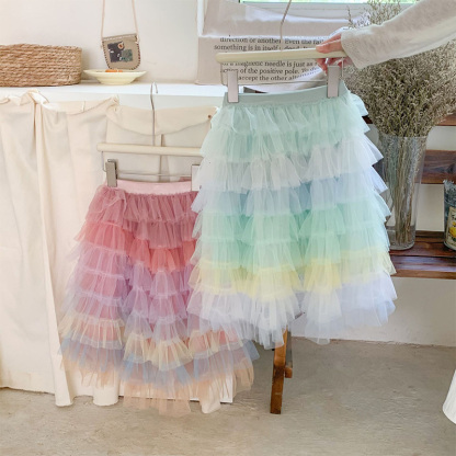 Mesh Folds Mid-long Skirts - image 4