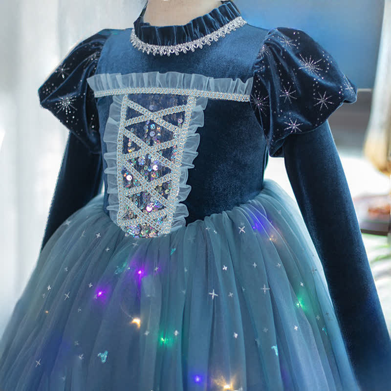 [Archive Sale] Velvet & Mesh Long Sleeve Mid-long Dresses - image 5