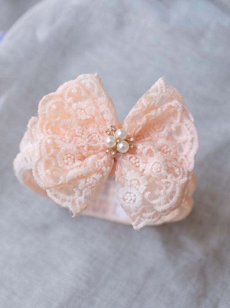 Solid With Embroidery Hairband - Pink Pearls - image 6