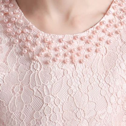 Lace Pearl Applique Long Sleeve Midi Dresses - image 9