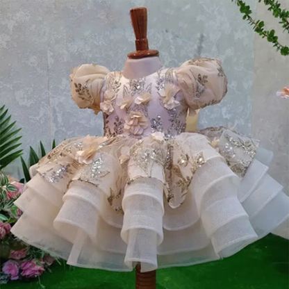 Mesh Bow Rosette Short Sleeve Mid-long Dresses - image 3