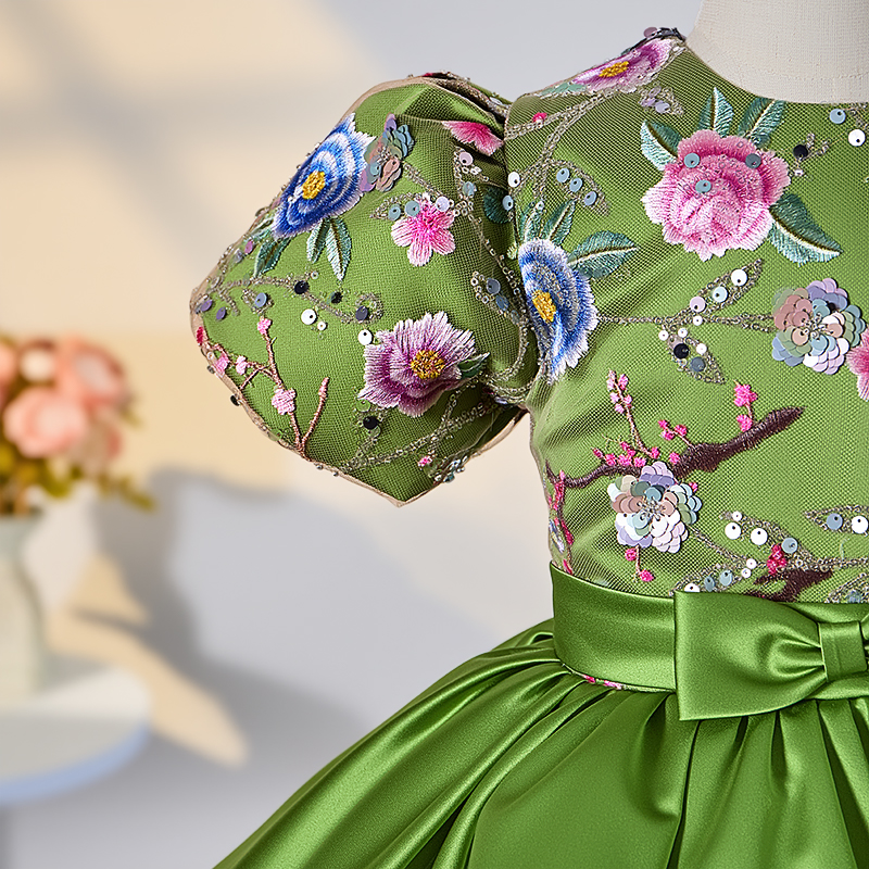 Satin Rosette Short Sleeve Mid-long Dresses - image 4