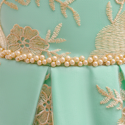 Mesh Lace Bow Lace Imitation Pearls Short Sleeve Mid-long Dresses - image 29