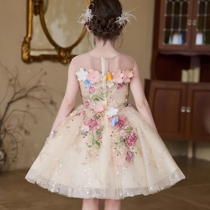 Mesh Rosette Sequins Sleeveless Mid-long Dresses - image 4