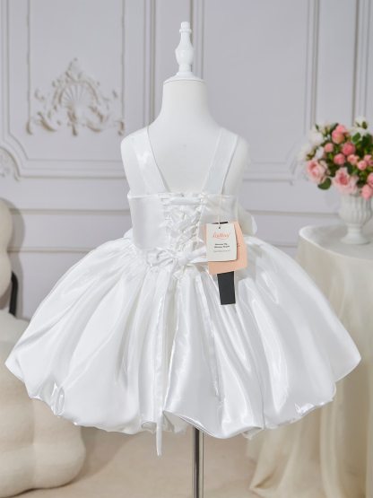 Satin Rosette Sleeveless Short Dresses - image 6