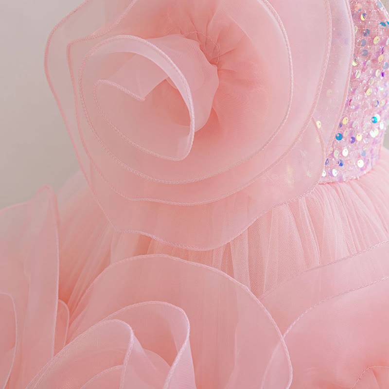 Mesh Rosette Sequins Sleeveless Mid-long Dresses - image 6