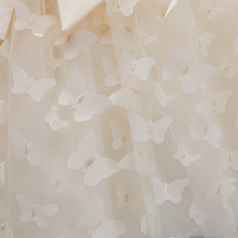 Mesh Bow Rosette Short Sleeve Mid-long Dresses - image 35