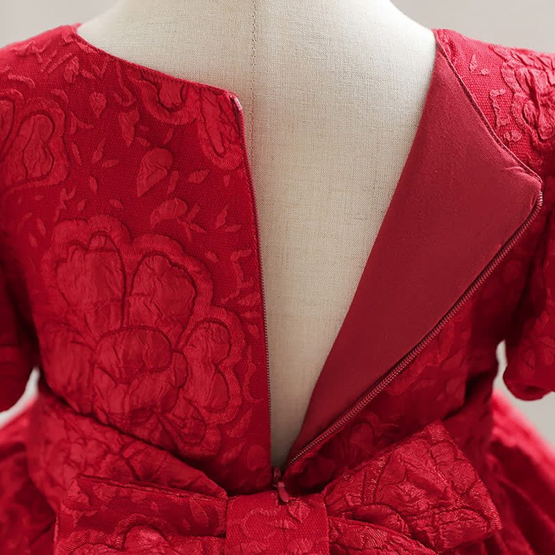 Jacquard Embossed Printing Irregular Craftsmanship Jacquard Short Sleeve Long Dresses - image 5