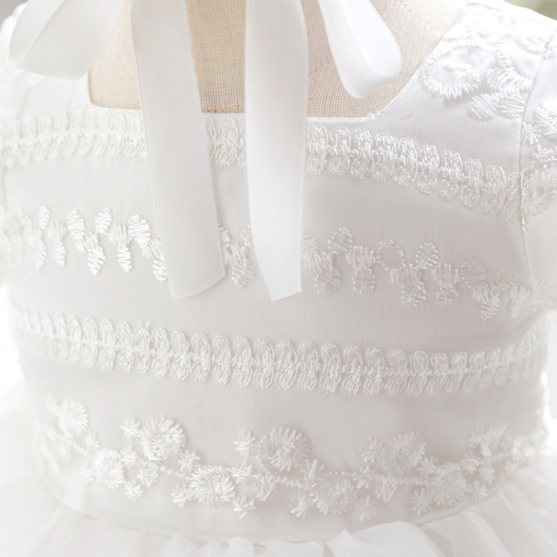 Easter Organza Split Joint Embroidery Long Sleeve Midi Dresses - image 8