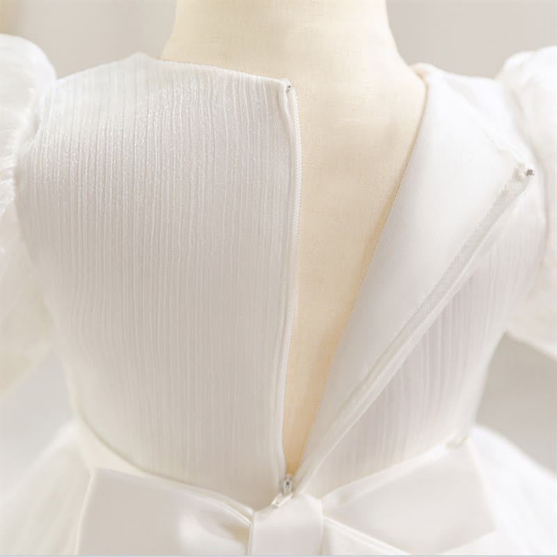 Chemical Fiber Blend Bow Folds Short Sleeve Midi Dresses - image 5