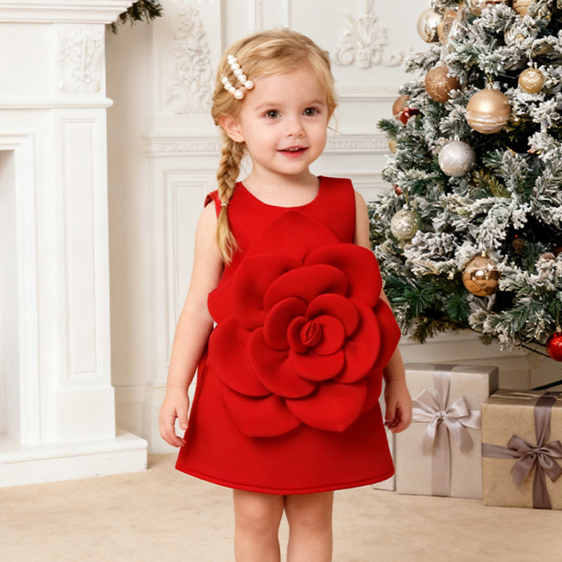 Scuba Knit Rosette Sleeveless Regular Dresses - image 21