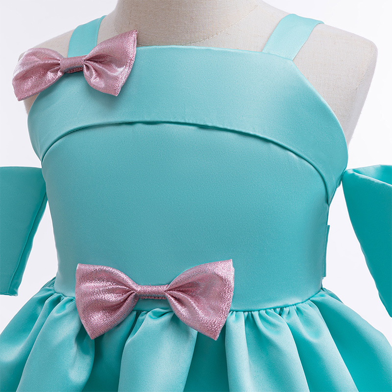 Satin Bow Short Sleeve Midi Dresses - image 4